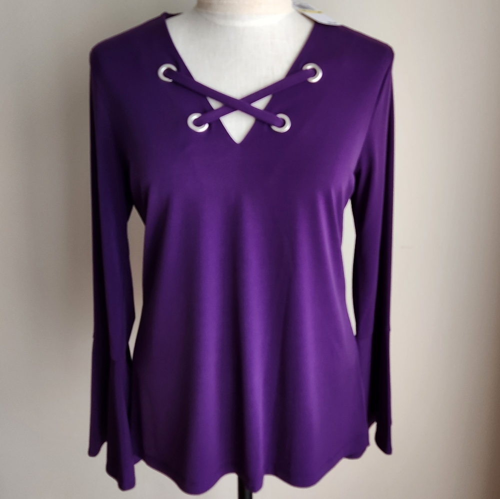 Michael Kors Bell Sleeve Blouse, Size M Purple